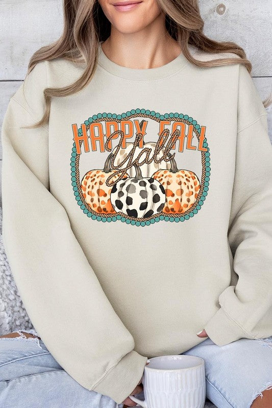 Happy Fall Y'all Graphic Fleece Sweatshirts