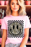 Retro Camo Smiley Face Graphic Tee