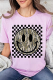 Retro Camo Smiley Face Graphic Tee