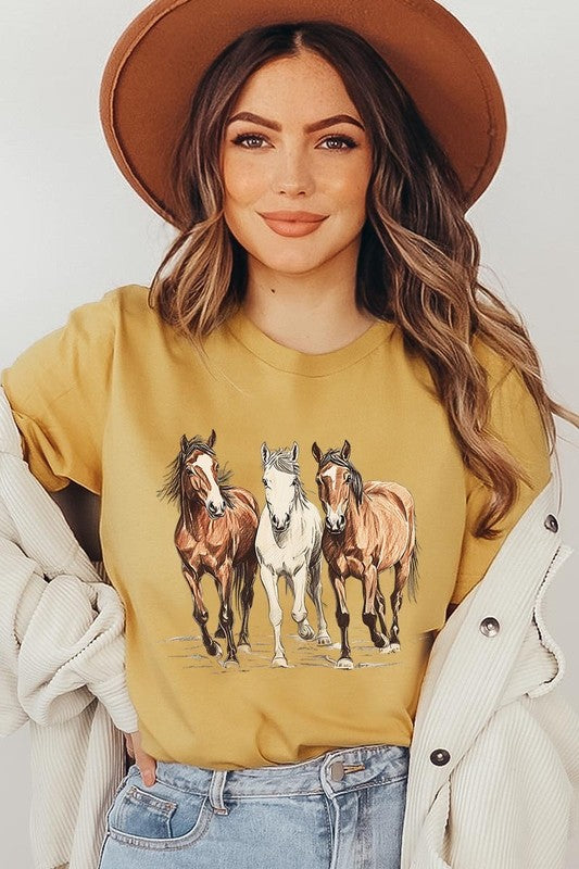 Three Horses Western Graphic Tee