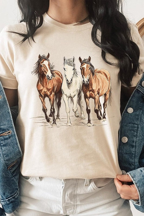 Three Horses Western Graphic Tee