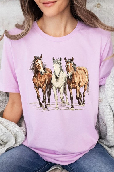 Three Horses Western Graphic Tee