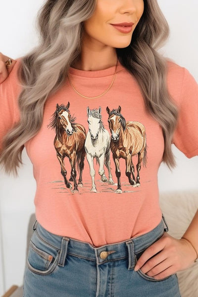 Three Horses Western Graphic Tee