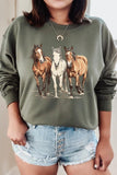 Three Horses Western Graphic Sweatshirt