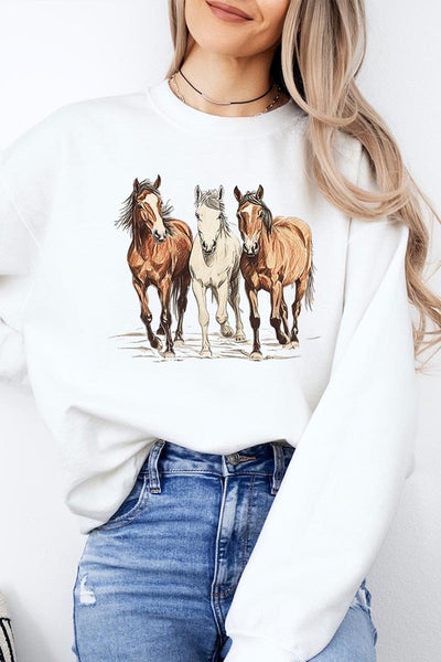 Three Horses Western Graphic Sweatshirt