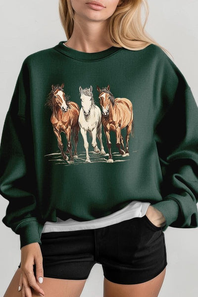 Three Horses Western Graphic Sweatshirt