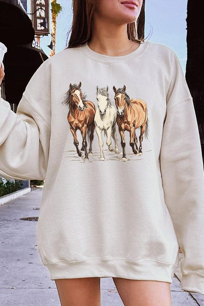 Three Horses Western Graphic Sweatshirt