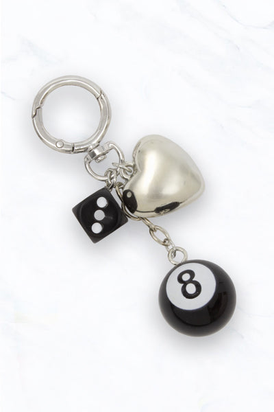 Lucky 8 Ball & Dice Charm Keychain