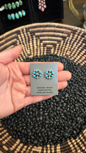 7 STONE ROUND MINI CLUSTER EARRINGS BY FRANCIS YAZZIE