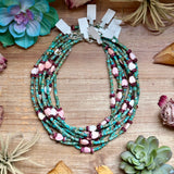 Color Pop Summer Necklace – Turquoise, Purple Spiny & Pink Conch 16