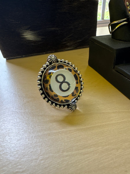 8 Ball Leopard Bubble Ring