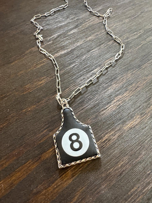 8 Ball Cattle Tag Necklace