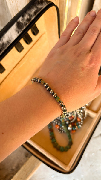 6MM PEARL & TURQUOISE STRETCH BRACELET