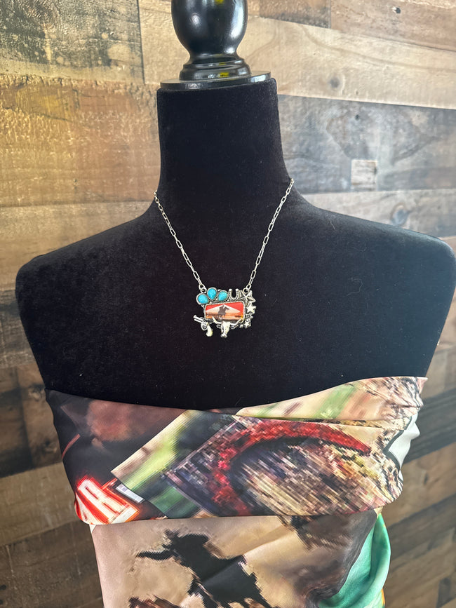 Cowboy Portrait Pendant Necklace