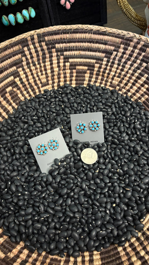 7 STONE ROUND MINI CLUSTER EARRINGS BY FRANCIS YAZZIE