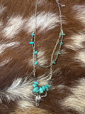 Spencer Steer Turquoise Silver Pearl Layered Necklace