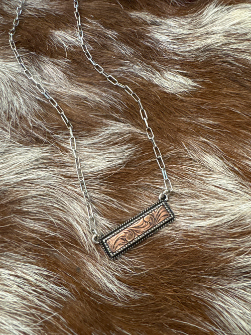 Arena Nights Tooled Bar Necklace - 2 Tone
