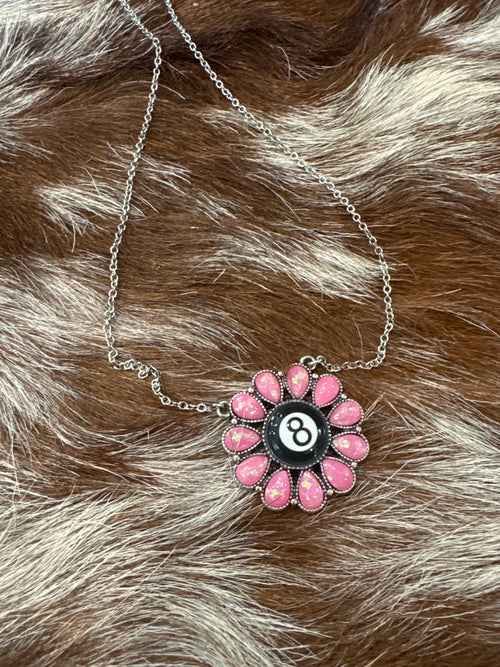 8 Ball Pink Opal Necklace