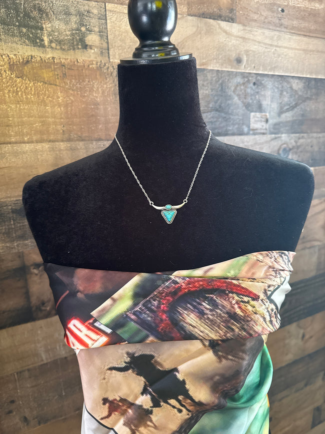 Western Steer Head Stone Pendant Necklace