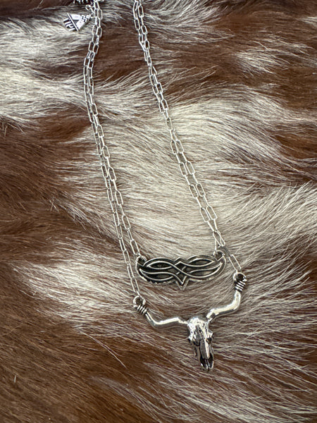 Western Turbo Checkered Bolt Necklace