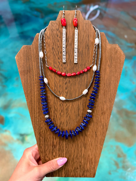 Stars, Stripes & Stone Stack (4-Piece Set + Earrings)