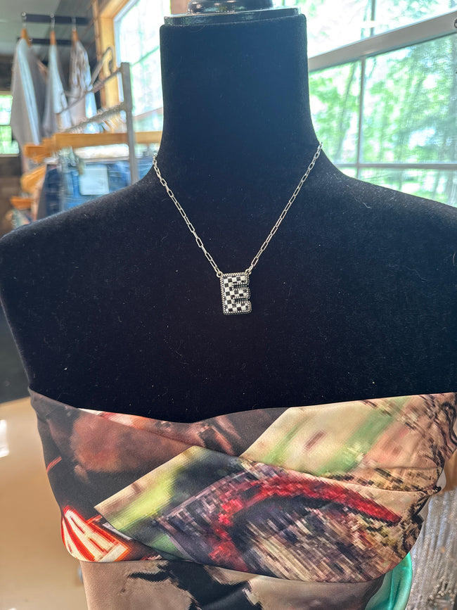 Checker Initial Necklace - Multiple Options