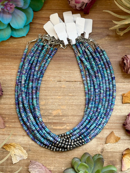 Sterling Silver Pearls choker and Purple Dolomite Heishi