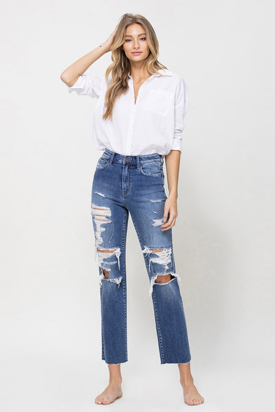Distressed High-Rise Cropped Jeans