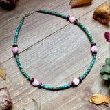 Color Pop Summer Necklace – Turquoise, Purple Spiny & Pink Conch 16