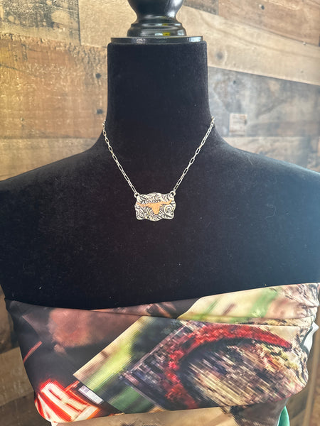 TWO-TONE LONE PRAIRIE STEER NECKLACE