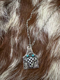 Checker Cow Tag Necklace
