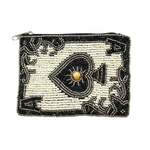 Ace of Spades Seed Bead Coinpurse