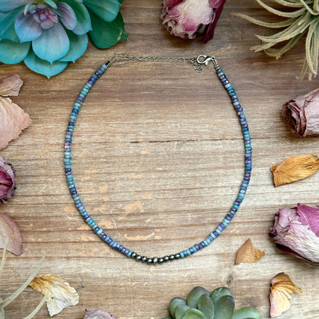 Silver-Plated Paperclip Chain Necklace with Dyed Coral & Hematite – 15”