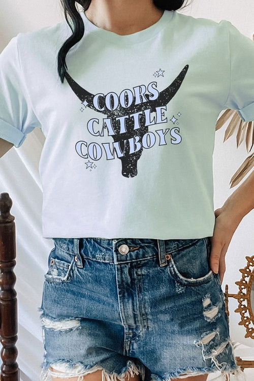 Coors Cattle Cowboys Longhorn Outline Graphic Tee