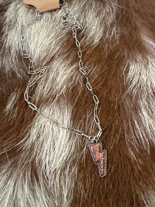 2 Tone Dainty Bolt Necklace