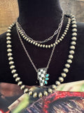 Western Turquoise Bolt Layered Necklace