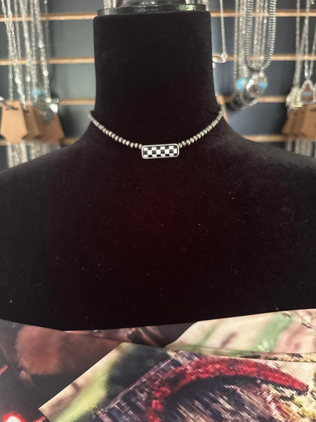 Checker Initial Necklace - Multiple Options
