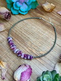 14.5” Lepidolite Necklace – 3mm Sterling Silver Pearls & Saucers