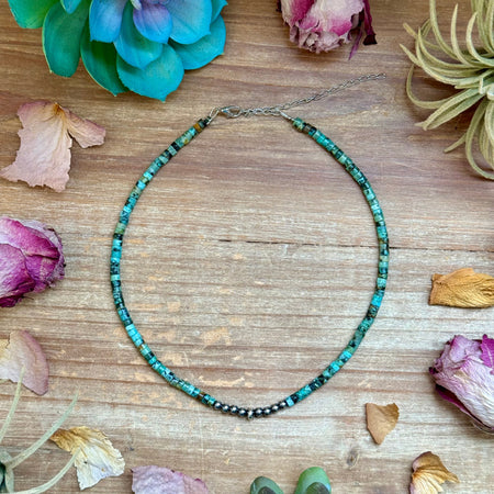 Silver-Plated Paperclip Chain Necklace with Dyed Coral & Hematite – 15”