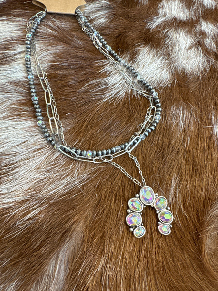 Rhinestone Layered Squash Necklace