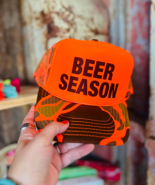 Beer Season Hat - Orange Camo