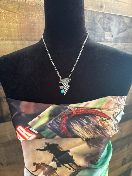 Western Turbo Checkered Bolt Necklace