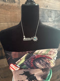 COWBOY BOOTS SPUR NECKLACE - SILVER / TURQUOISE