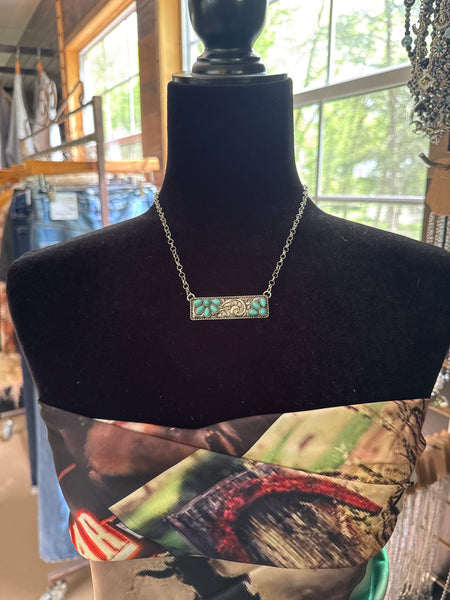 Floral Western Bar Necklace