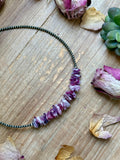 14.5” Lepidolite Necklace – 3mm Sterling Silver Pearls & Saucers