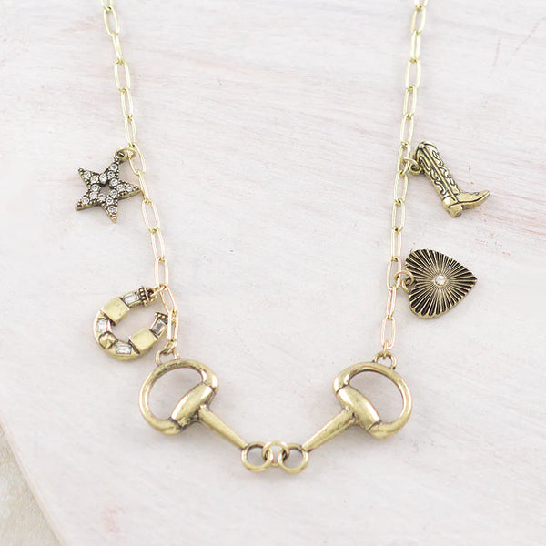 Western Horse Bit Charm Necklace - 2 colors