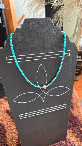 KINGMAN TURQUOISE & STERLING SILVER PEARL NECKLACE