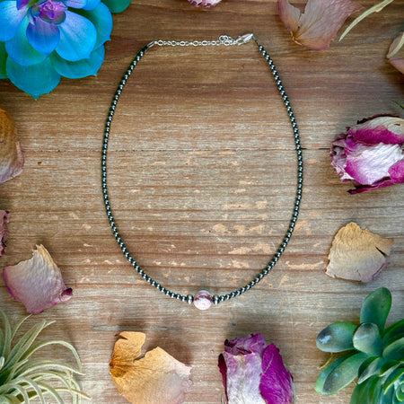 Silver-Plated Paperclip Chain Necklace with Dyed Coral & Hematite – 15”