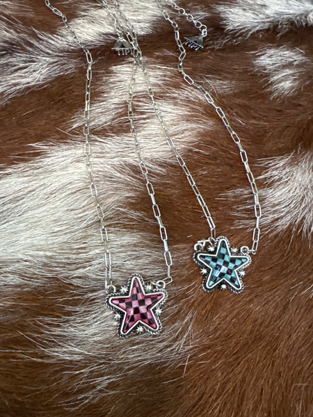 Checker Initial Necklace - Multiple Options