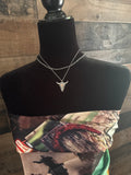 Layered Bull Skull Pendant Necklace